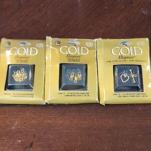 Gold Elegance 14K Gold Plate Earrings Set